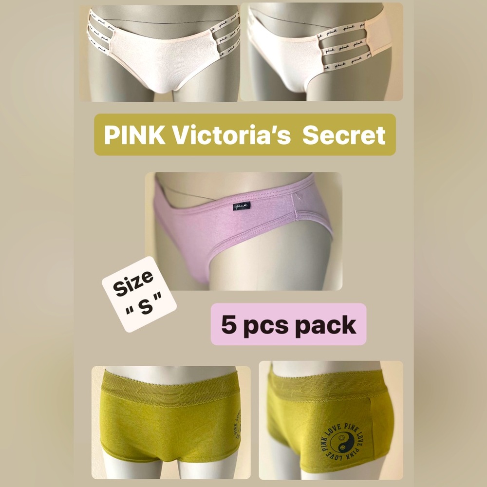 PINK Victoria’s Secret;  LOT 5 Pack Cotton Panties. NWOT.   Size Small